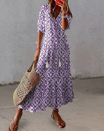 Olivia - Boho Vintage V-Neck Summer Dress